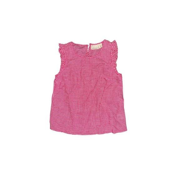 Cynthia Rowley • Pink & White Gingham Sleeveless Blouse • Boxy • Ruffle Details - Picture 1 of 4